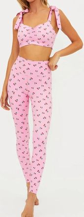 Beach Riot Piper Cherry Graphic Pull-On Legging In Pink