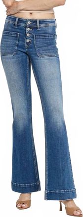 Flying Monkey Mid Rise Trouser Hem Flare Jean In Gleefully