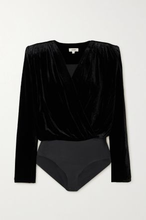 L'agence Body In Velluto E Jersey Stretch Kallie - Nero