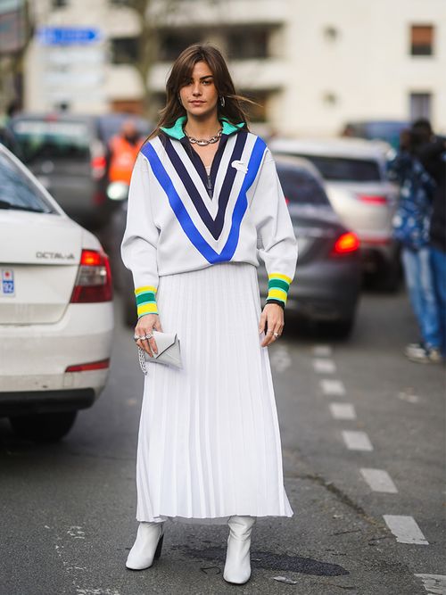 outfit gonna plissettata scarpe