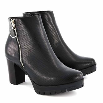 Andrea Womens Reptile-Print Ankle Boot In Black