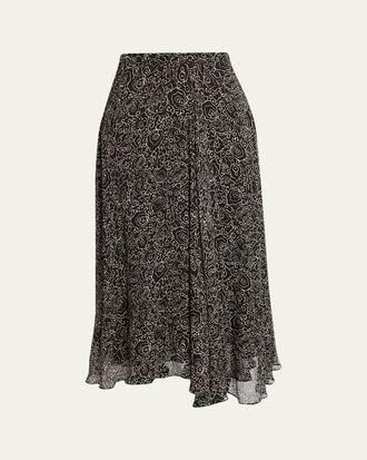 Isabel Marant Lycia Abstract-Printed Handkerchief Midi Skirt