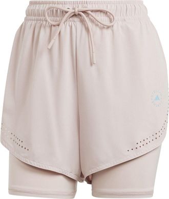 adidas Womens 2 in 1 Fitness Road Shorts with Elasticated Waistband in Rose - Size 16 UK