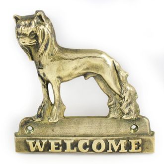 OEM Crestado Chino: Letrero Para Puerta Con Un Perro, Placa De Bienvenida De Lat&oacute;n, Letrero &Uacute;nico Con La Palabra Bienvenido De Art-dog