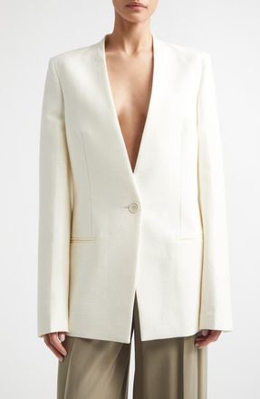 Toteme Basket Weave Blazer in Ecru at Nordstrom, Size 8 Us