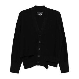 Maison Margiela Gedeconstrueerd V-hals vest - Dames - Truien - Zwart - Maat: M Zijde