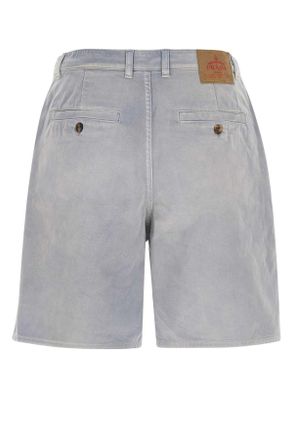 Prada Mens Powder Blue Gabardine Bermuda Shorts Grey Exterior: Cotton