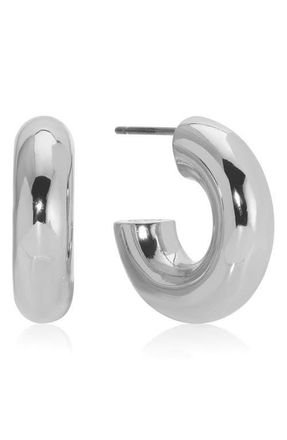 Ettika Mini Thick Classic Hoops in Rhodium at Nordstrom