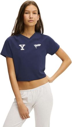 Cotton On Womens Dreamy Soft V Neck Baby Tee in Navy Vision Yale at Nordstrom, Size X-Small