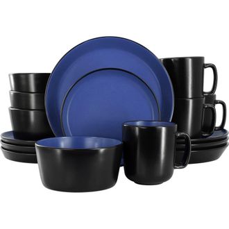 Elama Bacarra 16 Piece Stoneware Dinnerware Set in Blue at Nordstrom