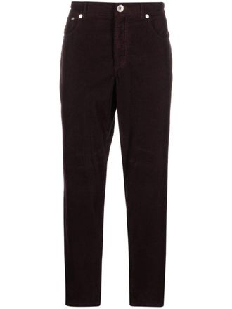 Brunello Cucinelli Pantaloni a coste con ricamo - Viola