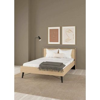 Dmora Dmora - Cama Plaza Y Media Zocca, Sommier Para Dormitorio, Estructura De Cama, Estructura Del Sostenedor Del Colch&oacute;n, 207x153 H91 Cm, Roble Claro