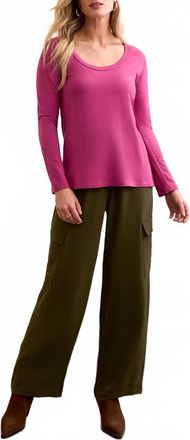 Tribal Scoop Neck Top With Side Slits In Roseberry