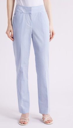 Tahari by ASL Stripe Bootcut Seersucker Pants in Blue White at Nordstrom, Size 8