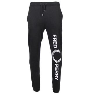 Fred Perry Heren Grote Logo Joggingbroeken (Zwart)