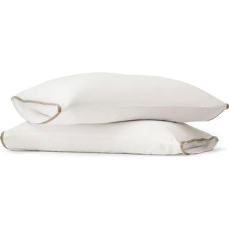 Boll & Branch Trielle Percale Set of 2 Pillowcases in White/Pewter/Oak at Nordstrom, Size Standard