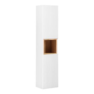 Petits Meubles Columna de pared 2 puertas paneles de melamina y mdf blanco y madera
