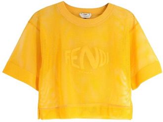 Fendi Dark Yellow Fishnet Crop Top