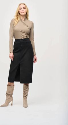 Joseph Ribkoff Cowl Neck Ruched Top In Java