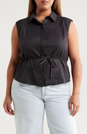 Wit & Wisdom Cap Sleeve Peplum Top in Black at Nordstrom, Size 1X