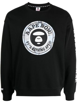 Aape By A Bathing Ape Moonface printed sweater - men - Cotton/Polyester/Spandex/Elastane/Cotton - S - Black