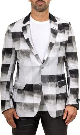 Maceoo Unconstructed Marthyr022 Black Cotton Patchwork Blazer in Grey at Nordstrom, Size 4