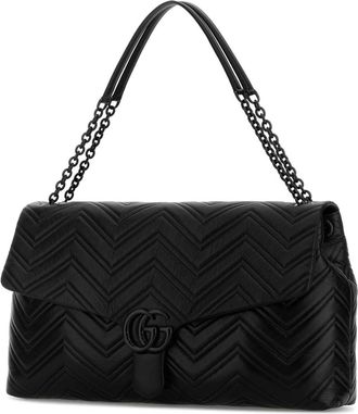Gucci Womens Gg Marmont Shoulder Bag Black Leather