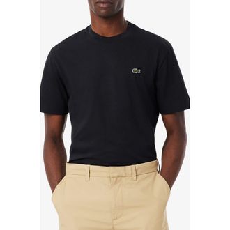 Lacoste Cotton Crewneck T-Shirt in Black at Nordstrom, Size 8