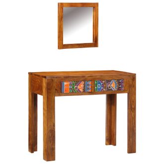 Berkfield Home Dressing Table with Mirror Honey Brown Solid Wood Acacia