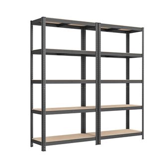 Songmics 2 estanter&iacute;as de 5 niveles met&aacute;licas para almacenaje de color gris