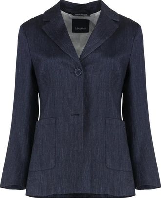 Max Mara Derna Linnen Blazer - Dames - Blazers - Blauw - S - Linnen - Jassen