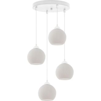 OEM L&aacute;mpara Colgante Riffle Blanca 4 Planas Forma Blanca Bolas E27