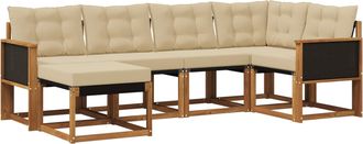 vidaXL Conjunto De Sof&aacute;s De Exterior 6 Uds. Natural Y Beige Vidaxl