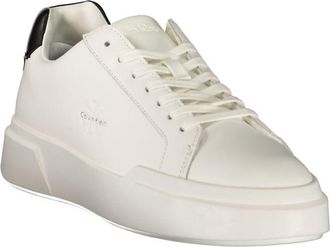 Calvin Klein Leather with Contrasting Black Heel Sneaker - White