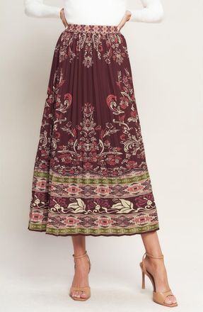 Flying Tomato Pleated Midi Skirt in Burgundy at Nordstrom Rack, Size Medium