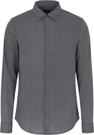 A|X Armani Exchange Shirt met lange mouwen - Heren - Overhemden - Blauw - Maat: XS Katoen