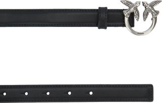 Pinko Womens Bird-Buckle Leather Belt Black
