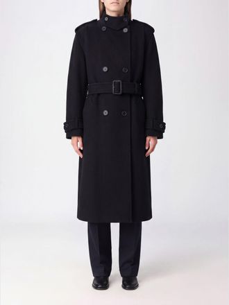 Chlo&eacute; Long Double-Breasted Virgin Wool Coat with Belt and High Neck