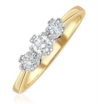 The Diamond Store Emily 18K Gold 3 Stone Diamond Ring 0.33CT