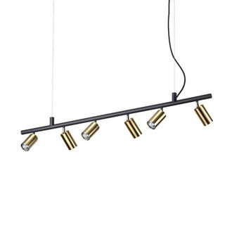 Netlighting Dynamite Indoor Spotlight Ceiling Pendant Lamp 6 Lights Brass Satin GU10 in Yellow