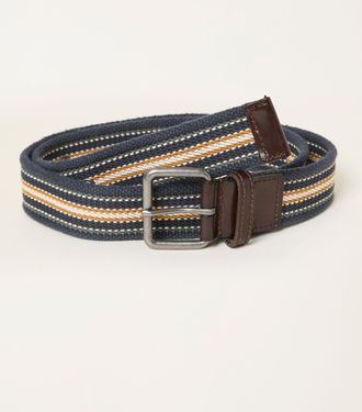Fat Face FatFace Enzo Navy Blue Stripe Webbing Belt