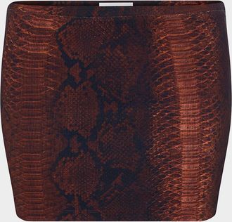 Jean Paul Gaultier Snakeskin-Print Cotton Ribbed Mini Skirt