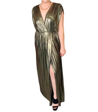 Elan Athena Maxi Dress In Gold