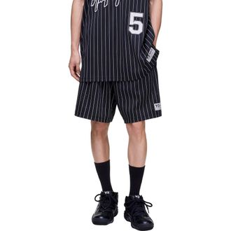 Yohji Yamamoto Mesh Pinstripe Shorts in Black at Nordstrom, Size Xx-Large