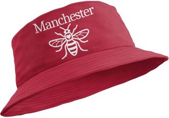 Generic Manchester Bee Bucket Hat (Manchester Text Bee) (UK, Alpha, S, Red)