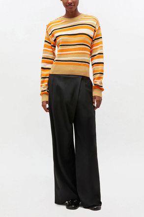 Ganni Black Cross-over Trousers - Size 32