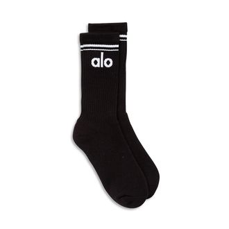 Alo | Throwback Sock- Black in White, Size: Medium