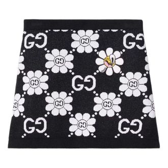 Gucci (WMNS) Gucci GG Flower Cotton Jacquard Skirt Black White 782225-XKDZ2-1080