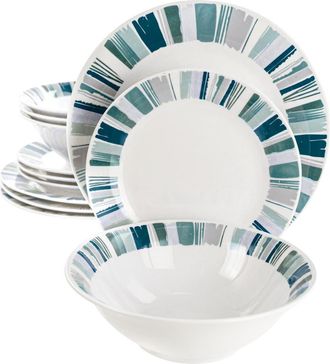 Gibson Home Orleans 12 Piece Round Ceramic Dinnerware Set in Blue at Nordstrom