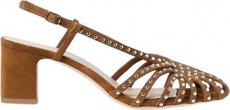 Loeffler Randall Womens Priscilla Lattice Heeled Slingback Sandals In Cacao/silver